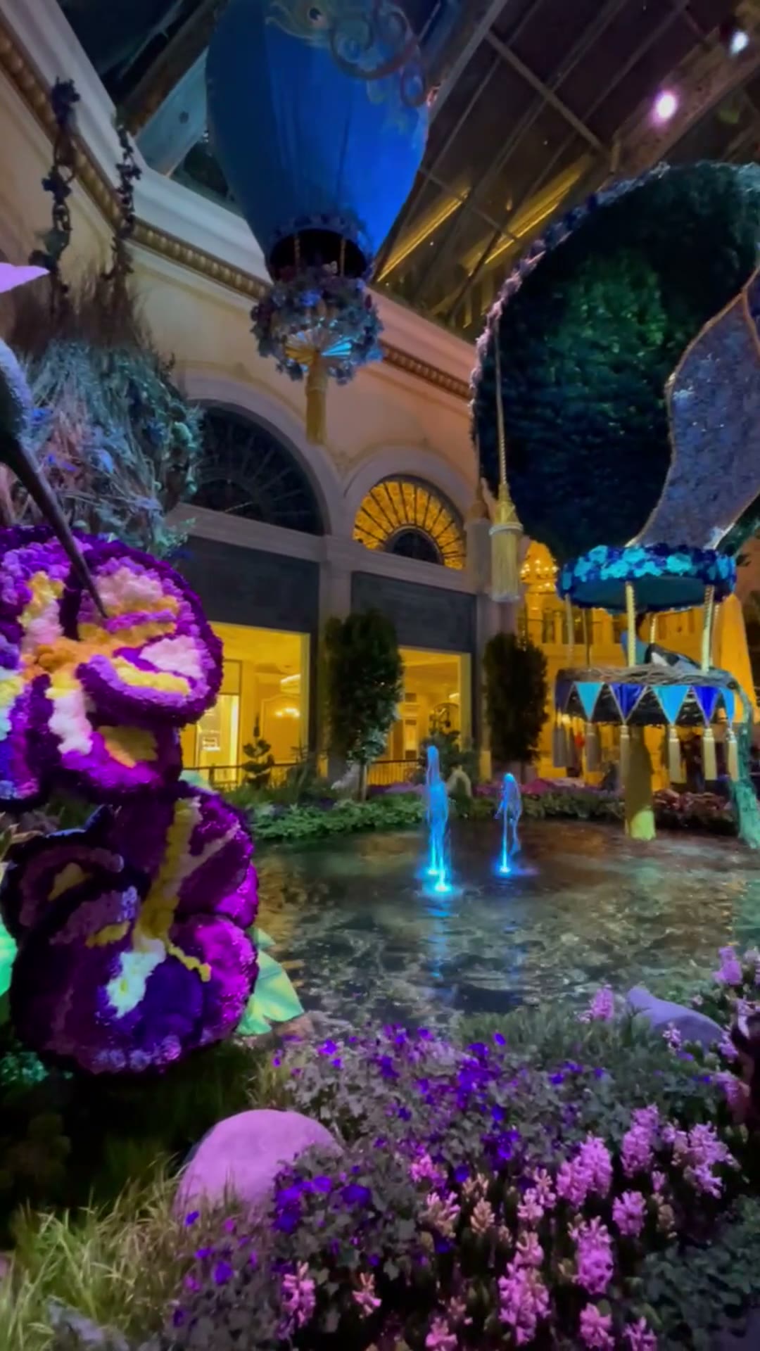 Montaje de primavera del jardín botánico en el hall del Bellagio, Las Vegas
